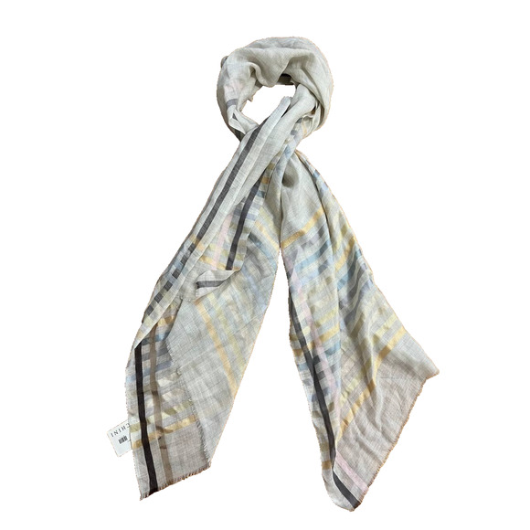 Anichini Silk Stripes scarf shawl Multicolor pastel minimalist 28X39 A001883 - Picture 2 of 7